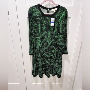 MICHAEL KORS NWT AUTHENTIC BLACK & GREEN PALM TREE DESIGN DRESS